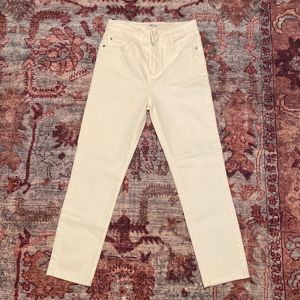 BDG cream color high waist girlfriend denim